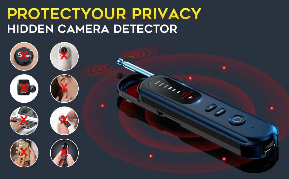 Hidden Camera Detector 2026 Portable Camera Finder, GPS Tracker Detector, RF Wireless Signal Scanner for Office, Hotels, Cars