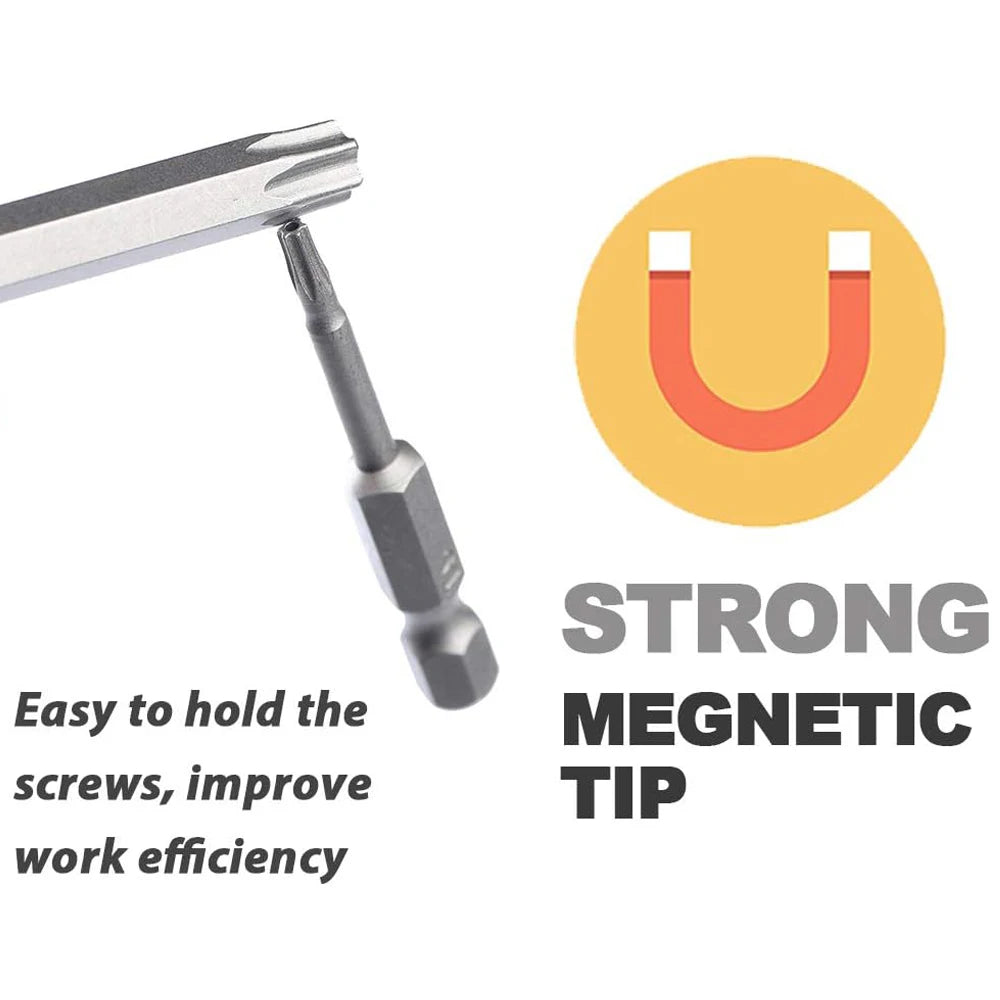 11 PCS Torx Security Bit Set S2 Steel Magnetic Security Screwdriver Set 50/100mm Star Screwdriver Set for Shark Vacuum T6-T40