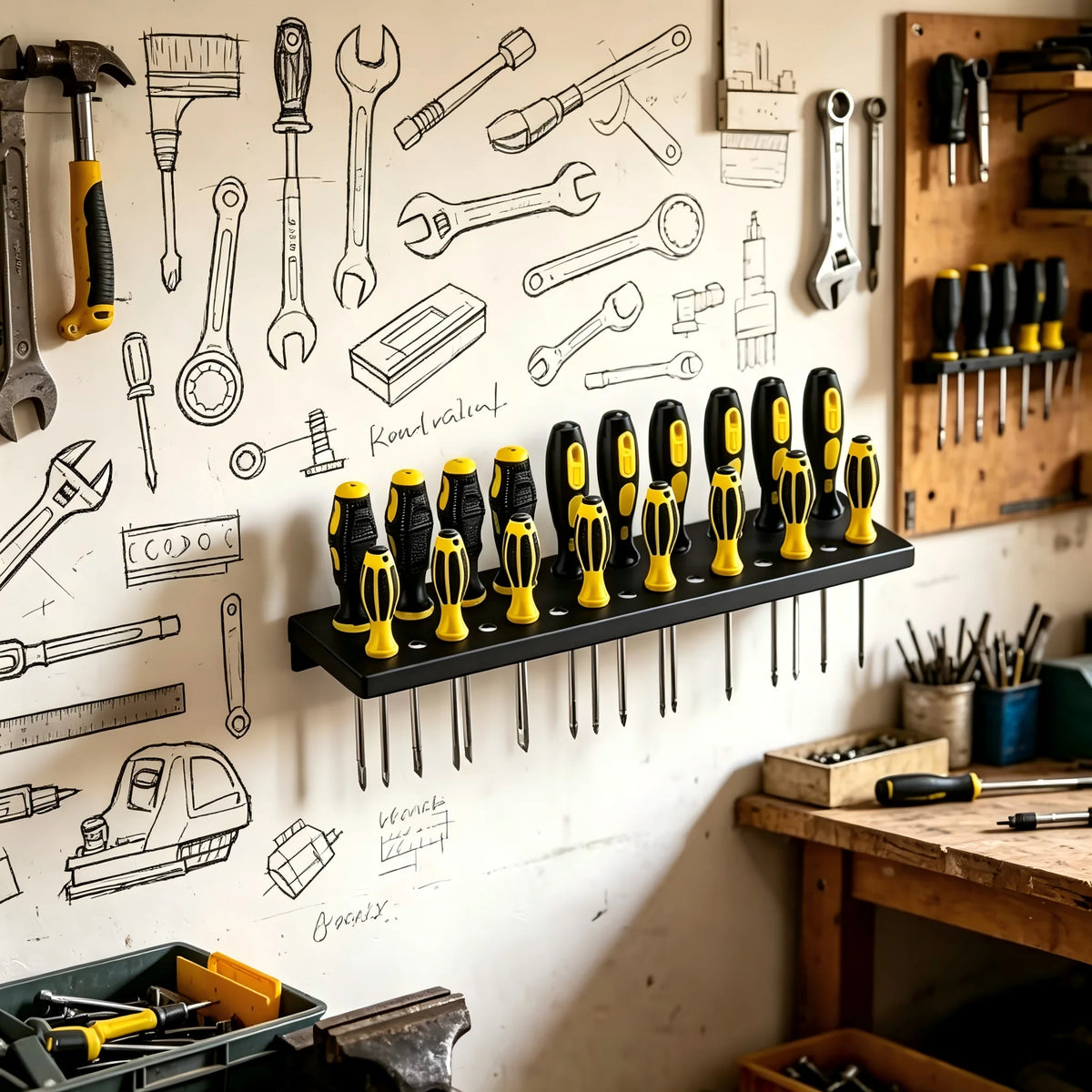Wall-Mounted Screwdriver Storage Rack