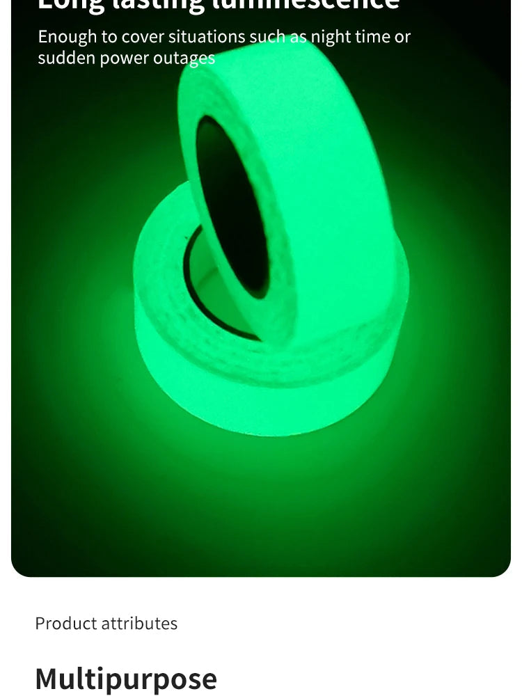 Self-adhesive Luminous Safety Tape, DIY Decorative Glowing Tape, Stage Stair Safety Warning Tape Green Fluorescent Warning Tape