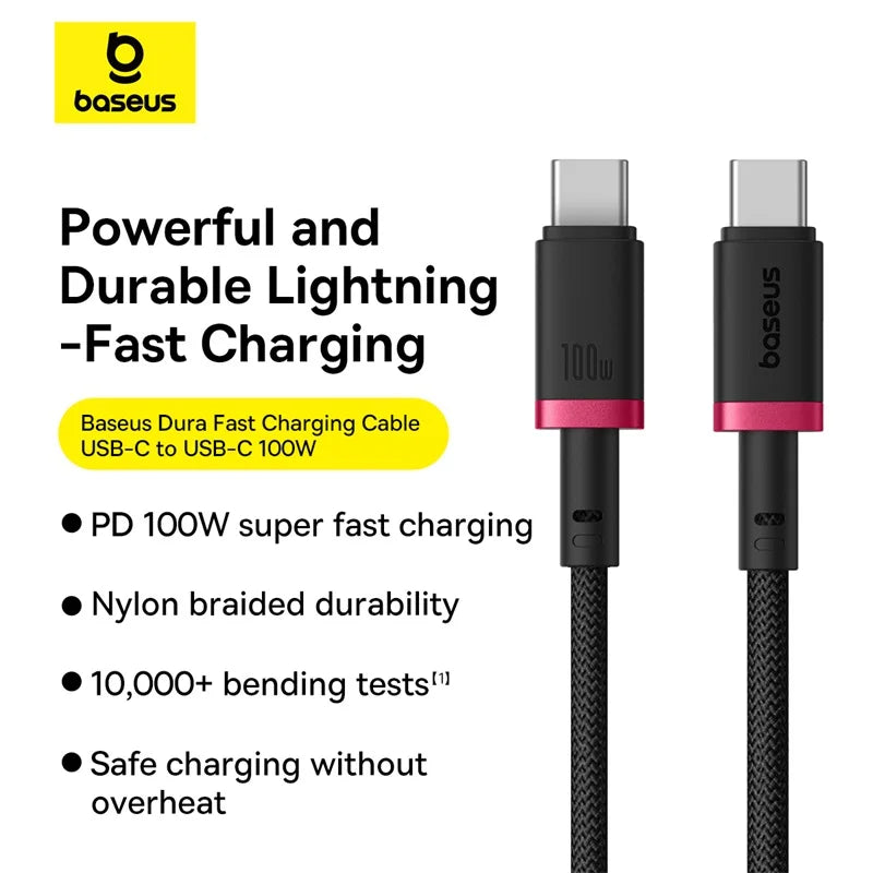Cavo di ricarica rapida Baseus Dura Series Type-C o USB a Type-C, 100 W