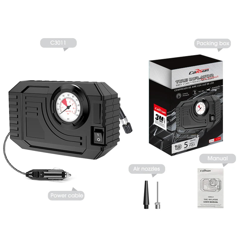 Compacte Bandenspanningspomp met Drukmeter