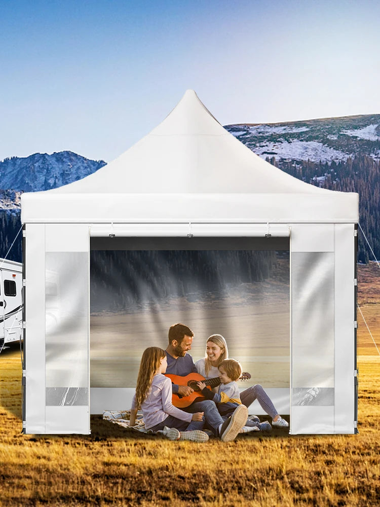 SucceBuy Tenda de Palco Pop Up 10x10 Alpendre ao Ar Livre com Paredes Laterais Removíveis e Bolsa com Rodas Abrigo Portátil Instantâneo para Festa/Acampamento