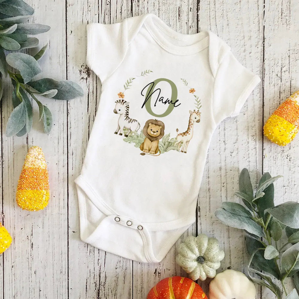 Gepersonaliseerd Safari-initiaal Baby Body