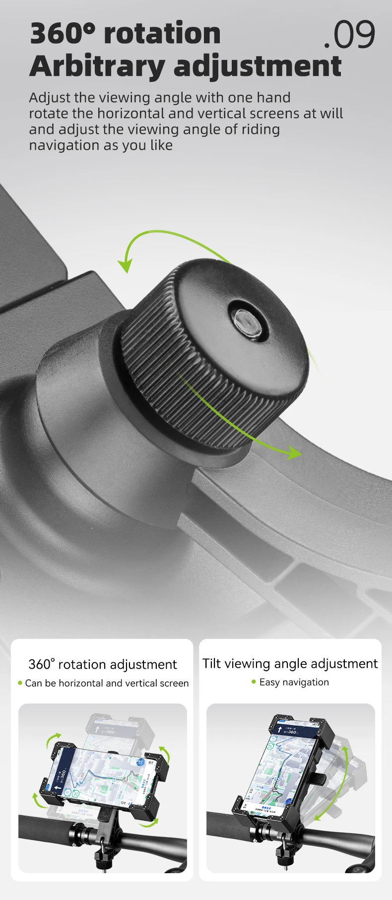 Cykel Telefonholder med Anti-Vibration Hurtiglås til 4,5–7,2 Tommer Telefoner