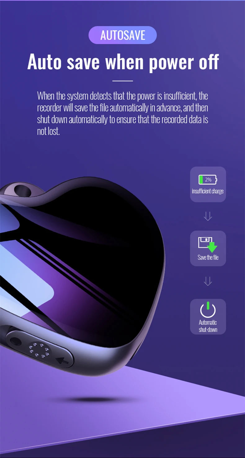 Dictaphone Audio Micro Listen Small Player Recorder Digital Record Voice Activated Recording Device Sound Professional