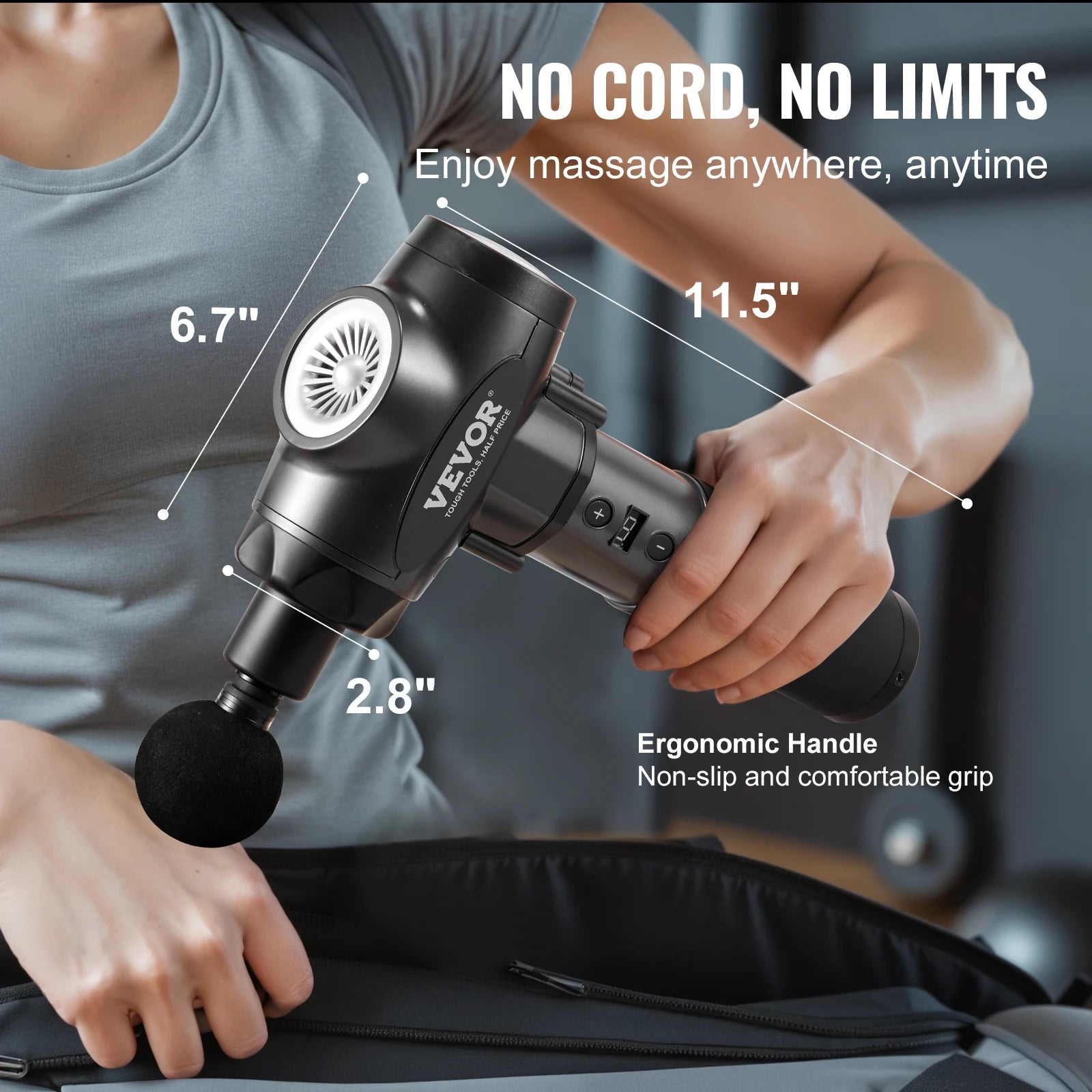 Deep Tissue Massage Gun with 9 Speeds & 6 Heads for Muscle Relief