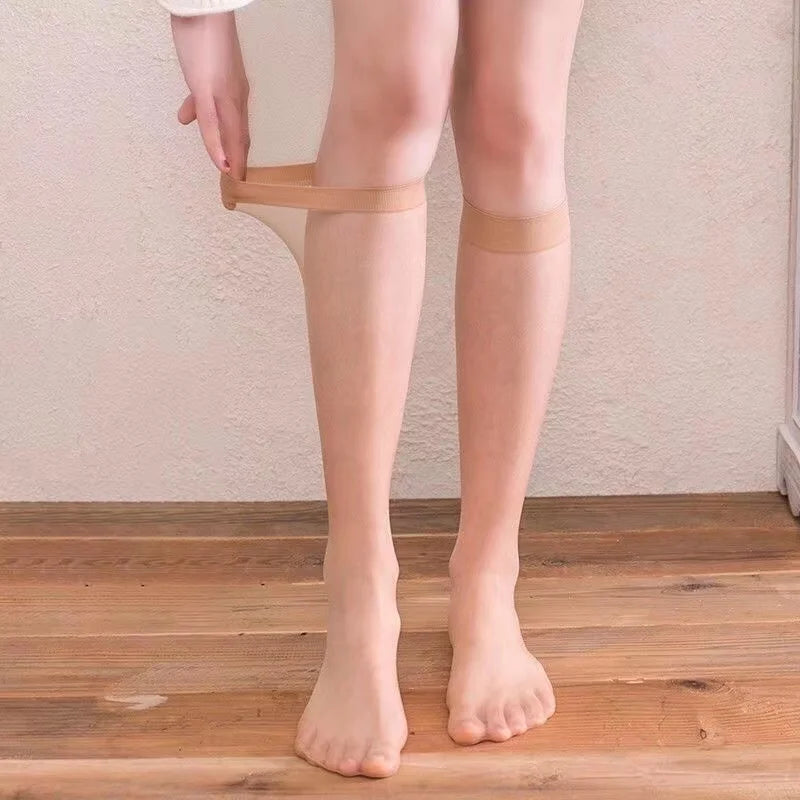 5 Paar/Set ultradünne Nylonstrümpfe für Damen, transparente, elastische Kniestrümpfe, hochwertige lange Strümpfe für Mädchen