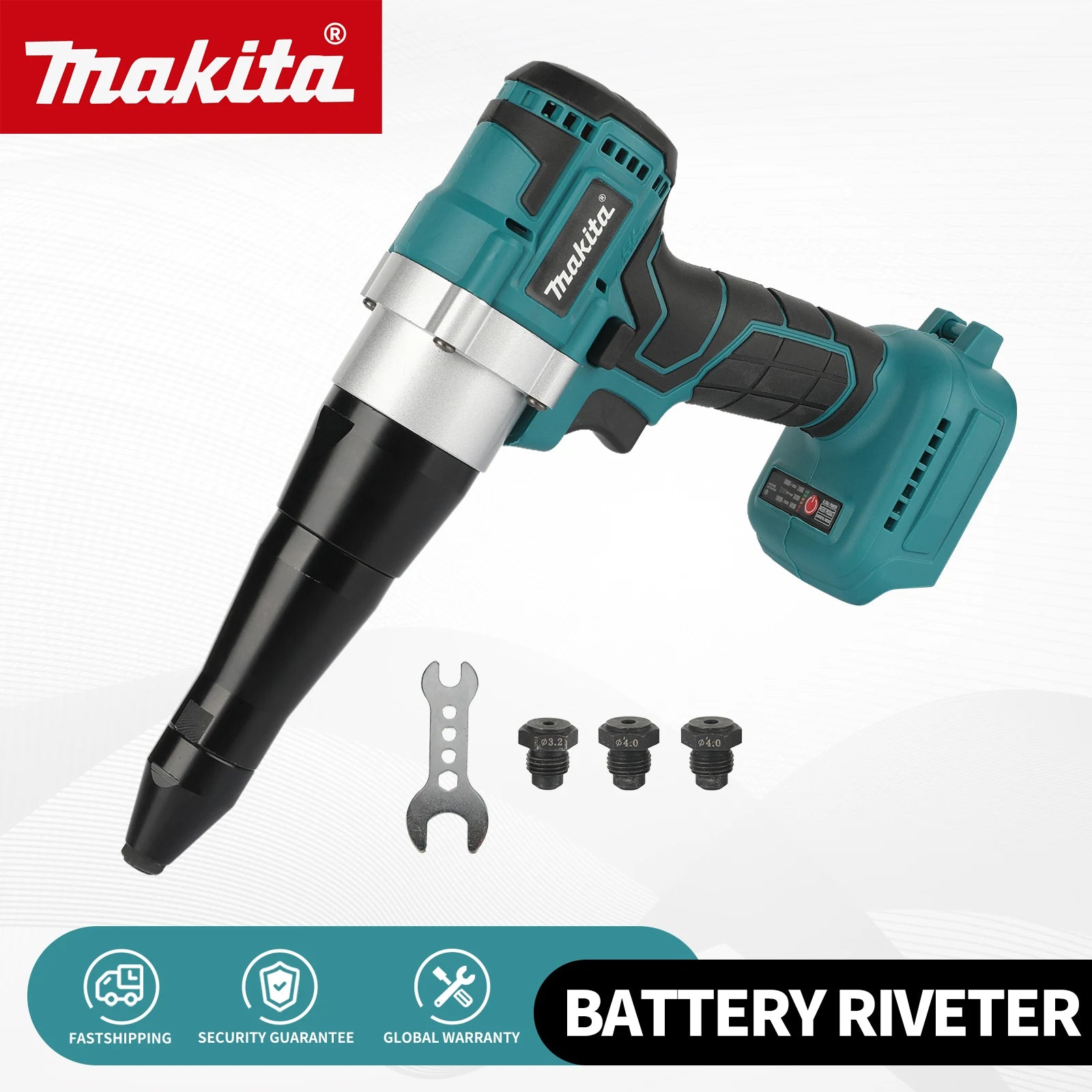 Cordless Electric Rivet Gun with Brushless Motor and LED Light