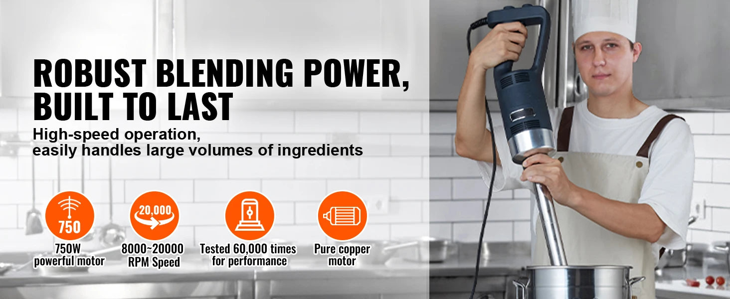 16" Commercial Immersion Blender 750W Heavy Duty Hand Mixer