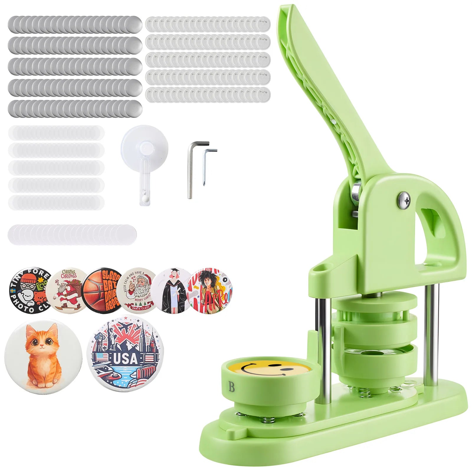 Button Maker Machine Kit with 100 Parts, Cutter & Ergonomic Handle