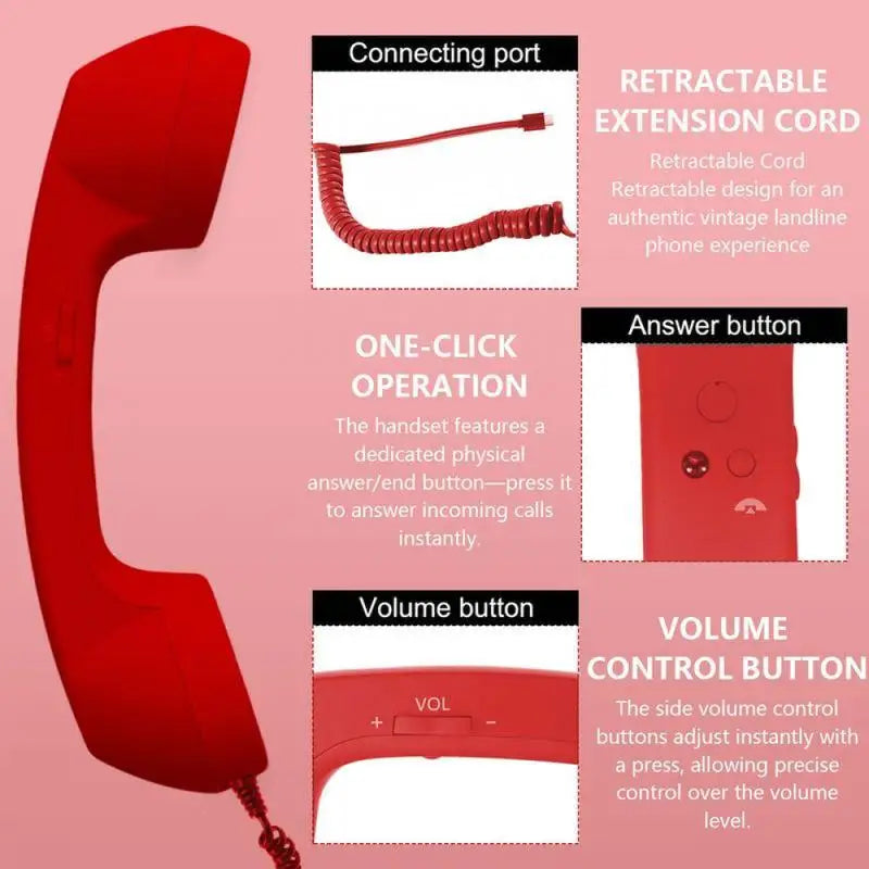 Cuffie cablate con microfono retrò a cornetta telefonica, Type-C, per Android, plug and play, per chat vocali, streaming live e audio