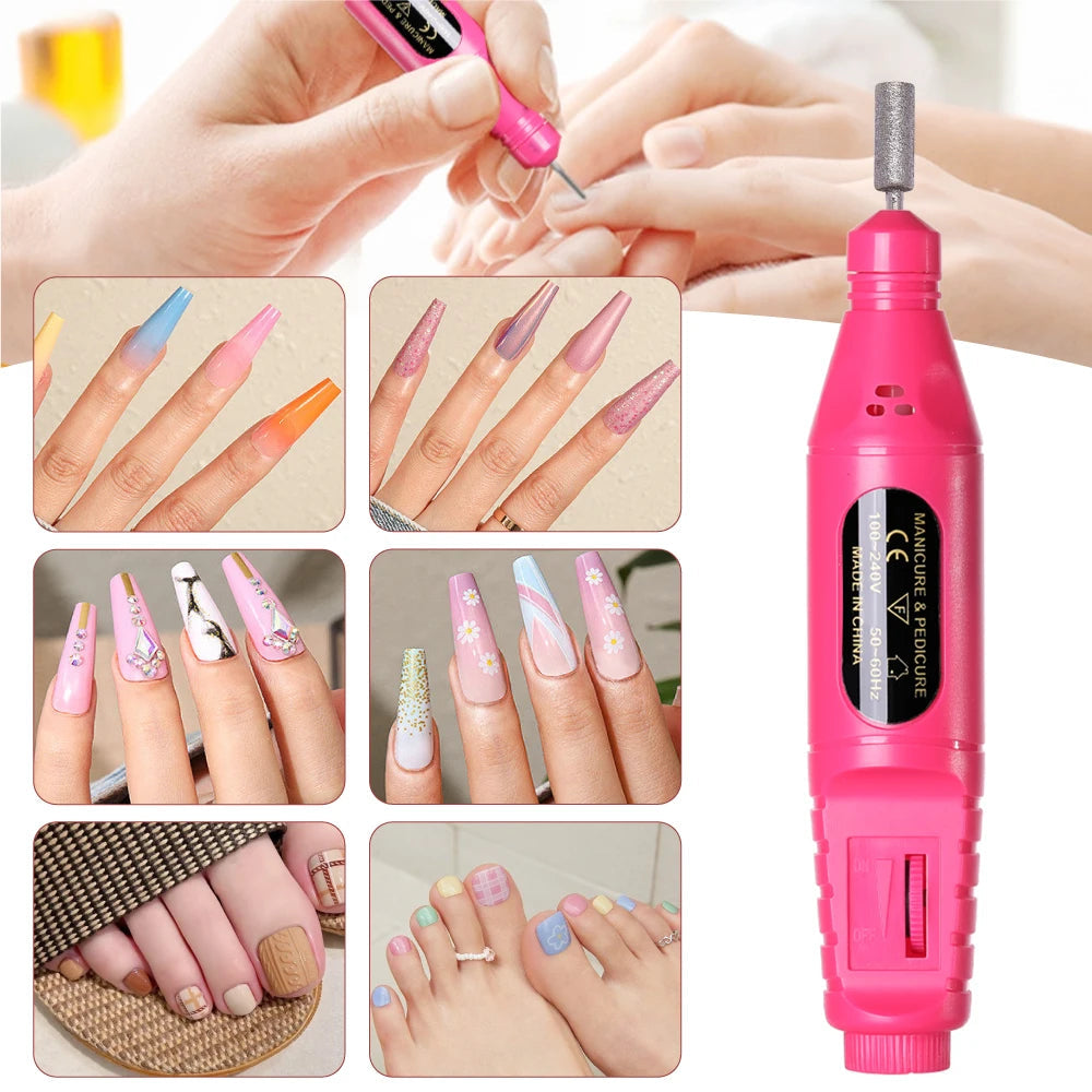 YIKOOLIN 6 In 1 Electric Nail Drills Kit Remove Polisher Manicure Portable Nail File Nail Drill Equipment Pen Tools Machine