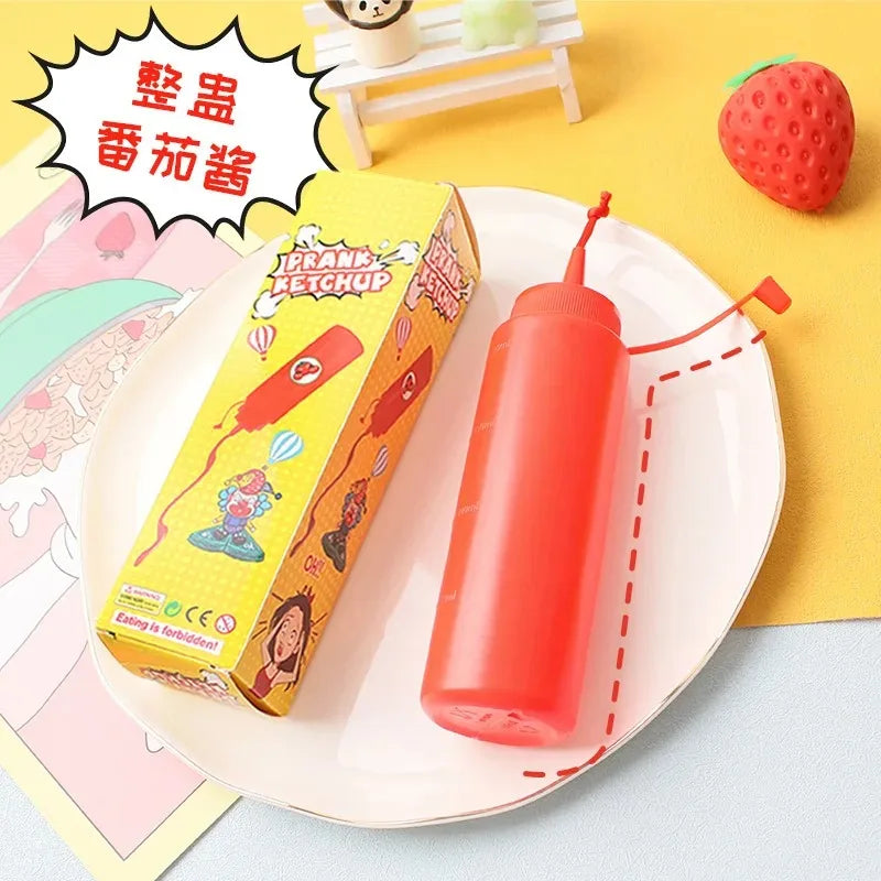 Funny Prank Ketchup Bottles Practical Jokes Tomato Sauce Prank Adult Kids Cool Toys Frightening Items Fake Ketchup Surprise Gift
