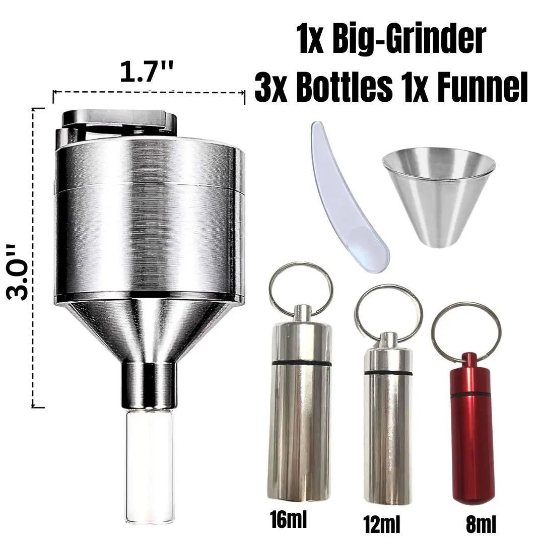Manual Spice Grinder Set with Funnel and Vials