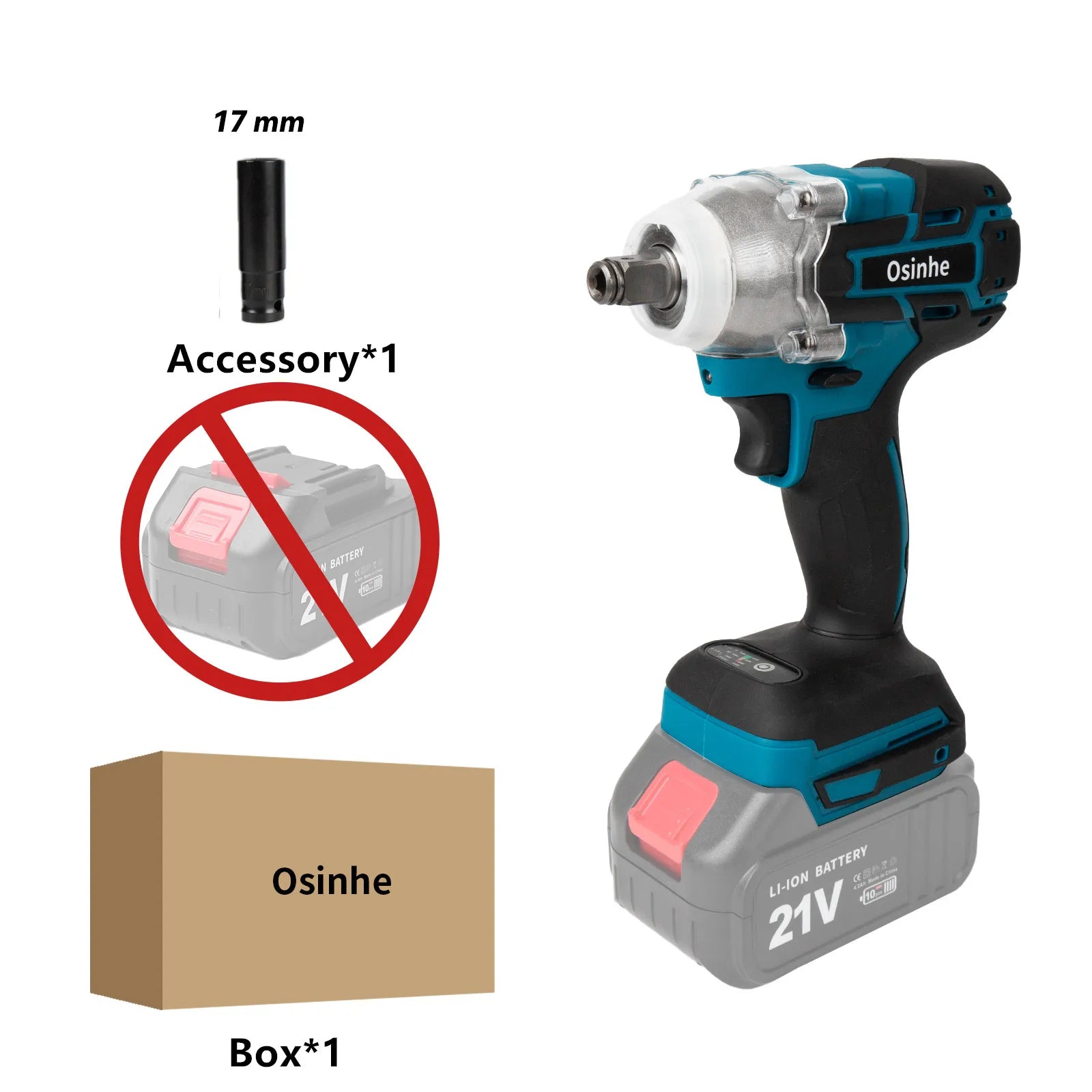 Osinhe Cordless Brushless Impact Wrench 520N·m Torque