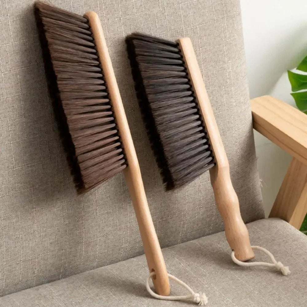 1PCS/2PCS Natural Wood Bristles Brush Anti-static Desktop Bar Grinder Coffee Powder Cleaning Brushes Domestic Bed Sweeping Broom