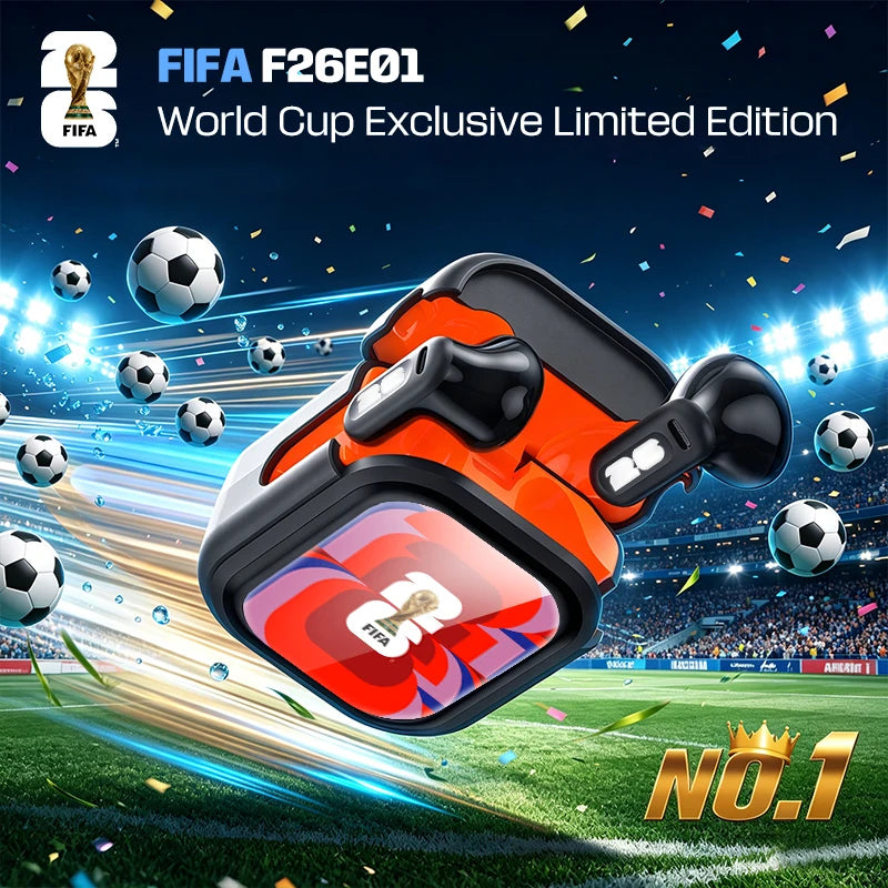 FIFA-F26E01 TWS Wireless Earbuds Bluetooth 6.0 ENC Noise Cancelling 42H Battery IPX5 Waterproof 30ms Low Latency HiFi Stereo Gaming Headphones with Mic