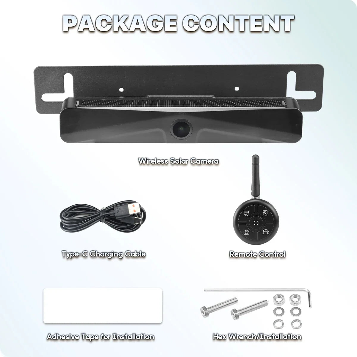 GreenYi Wireless Solar Energy 5G WiFi HD 1080P Rear/Front License Camera with Built-in 4800mAh Battery for iPhone For Car Van RV