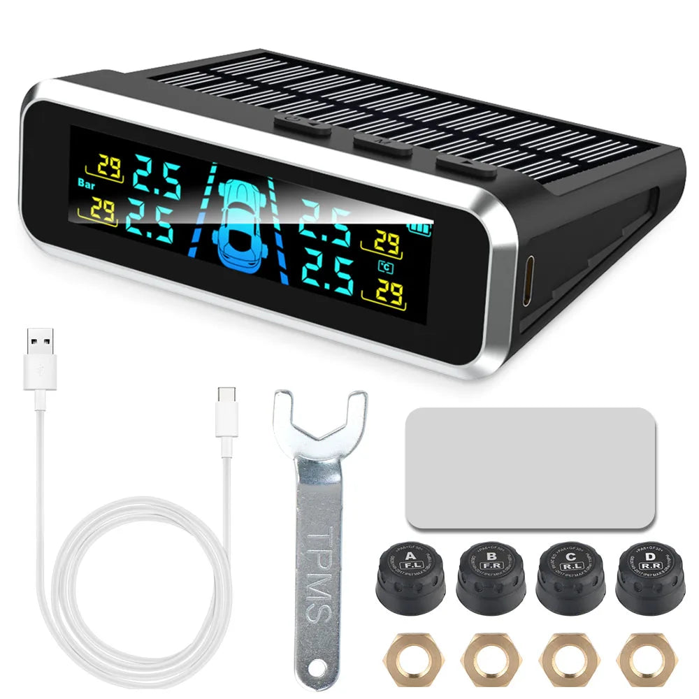 Solar TPMS Tire Pressure Monitoring System with External Sensors