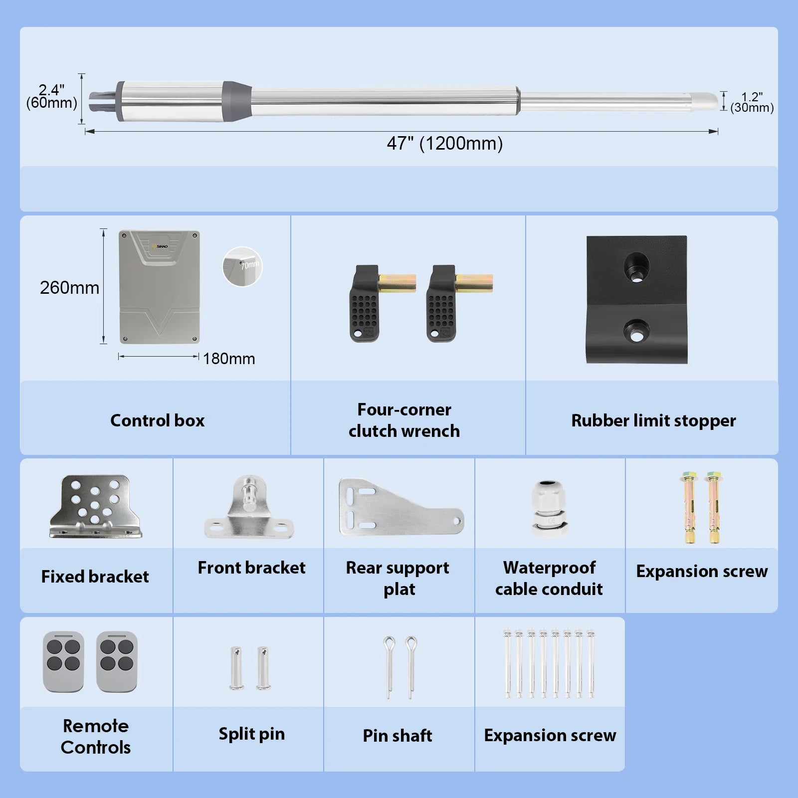 Automatic Swing Gate Opener with Remote Control 24V Motor Kit