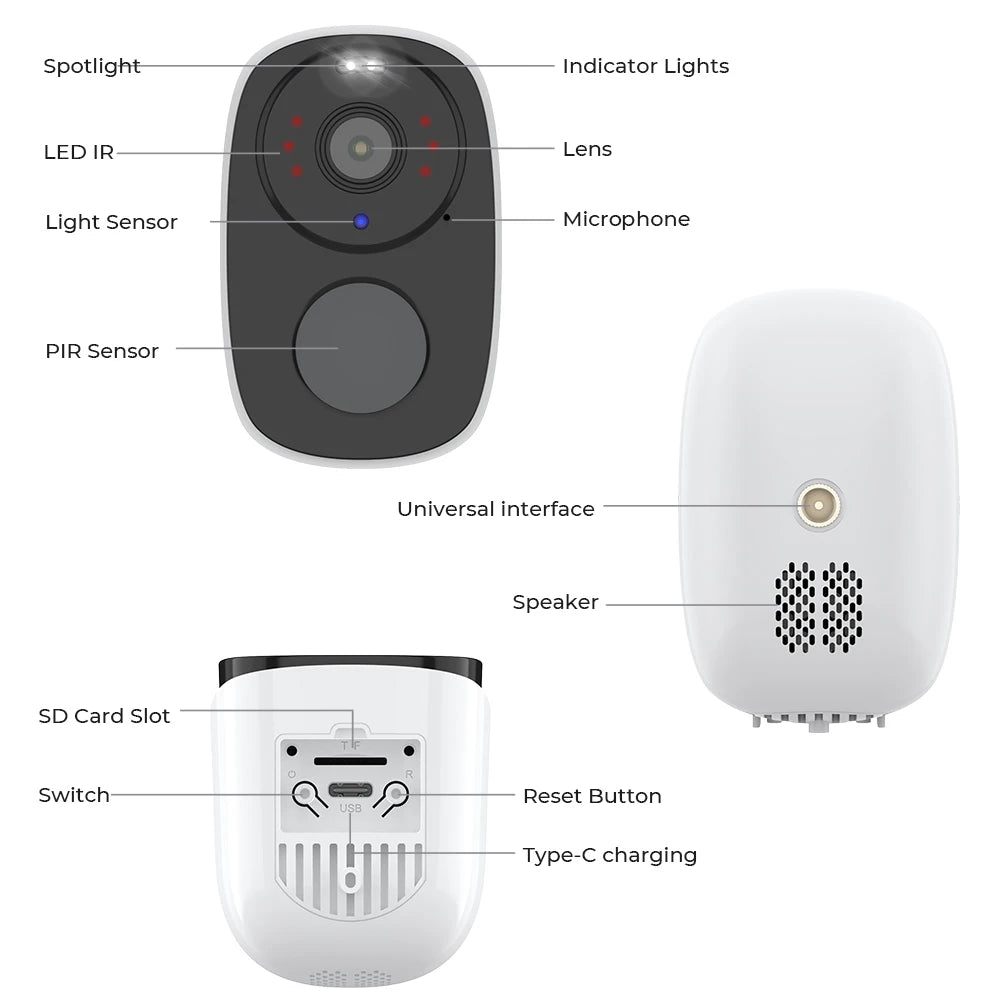 2-Pack Wireless Outdoor Security Camera 2K 3MP with Spotlight, Siren, 2-Way Audio, Solar Power