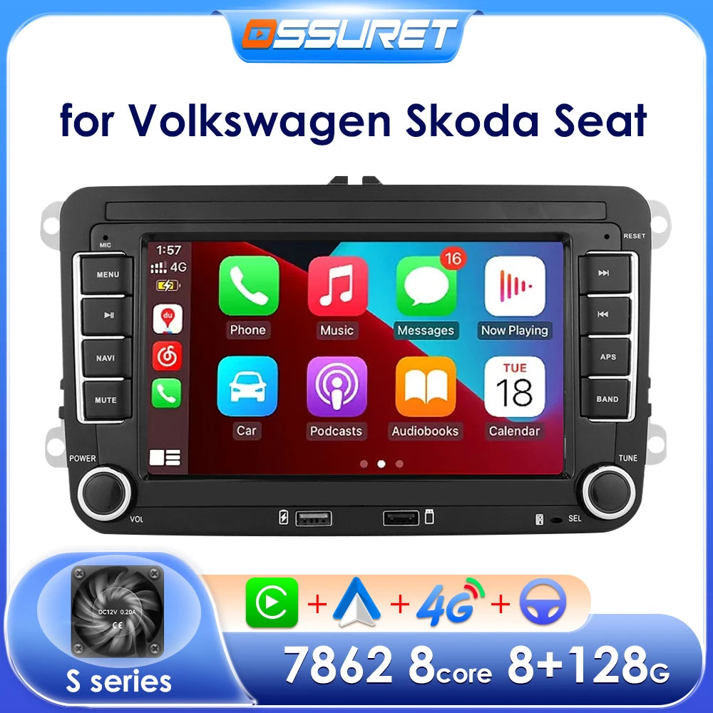 Android 13 Car Radio with CarPlay for Volkswagen Vehicles