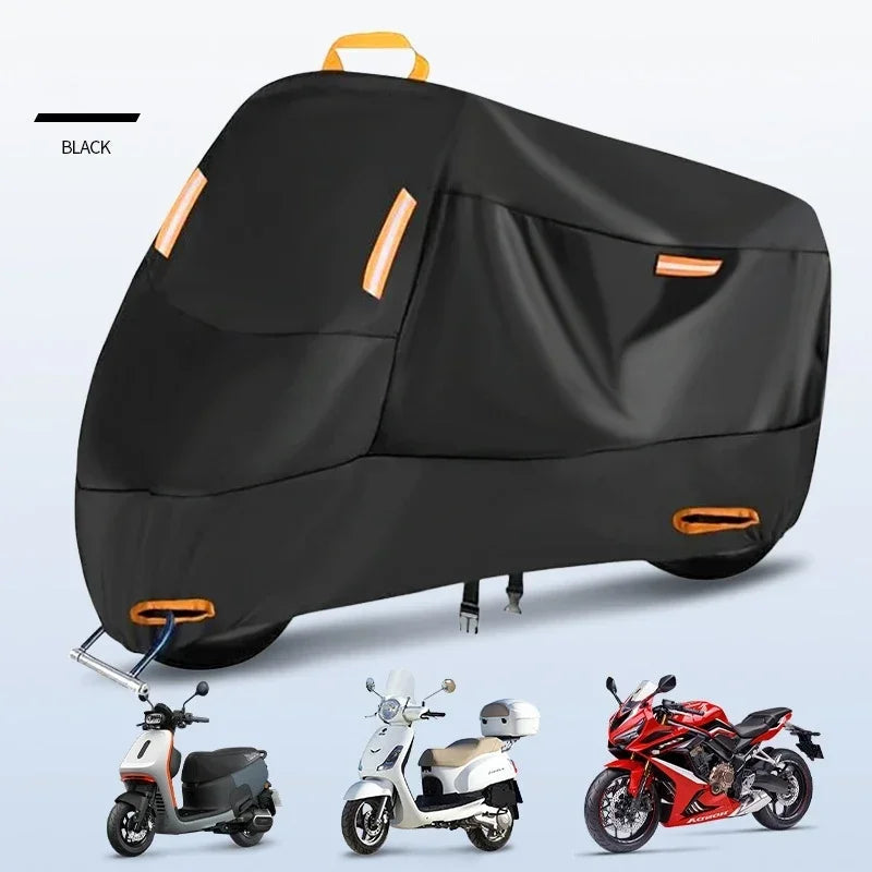 Motorcycle Cover Outdoor Waterproof Motorcycle Tarpaulin Thickened Polyester UV Protective Cover for Motorcycle Scooters