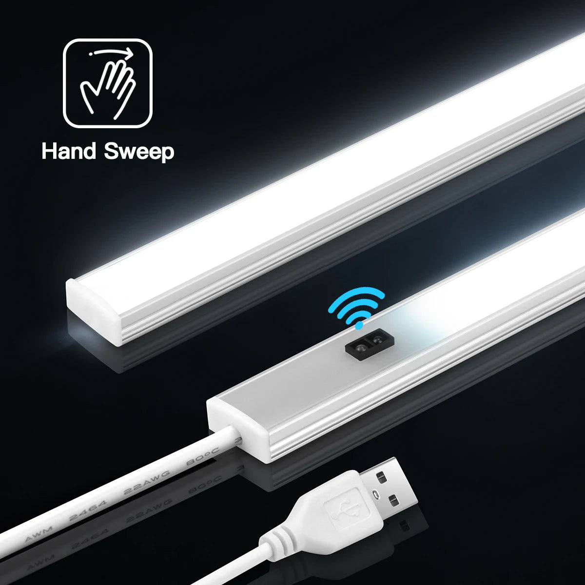 Omarna svetilka USB z vklopom na zamah roke