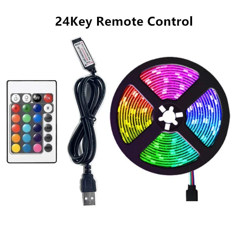USB RGB LED Strip with Remote or Bluetooth Options
