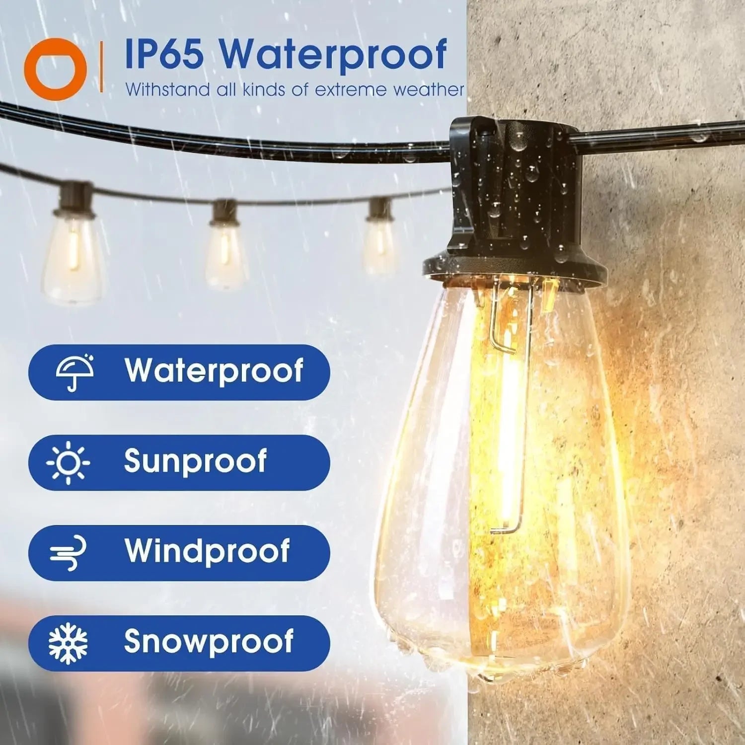 Luci a stringa LED da esterno impermeabili da 150 piedi per patio