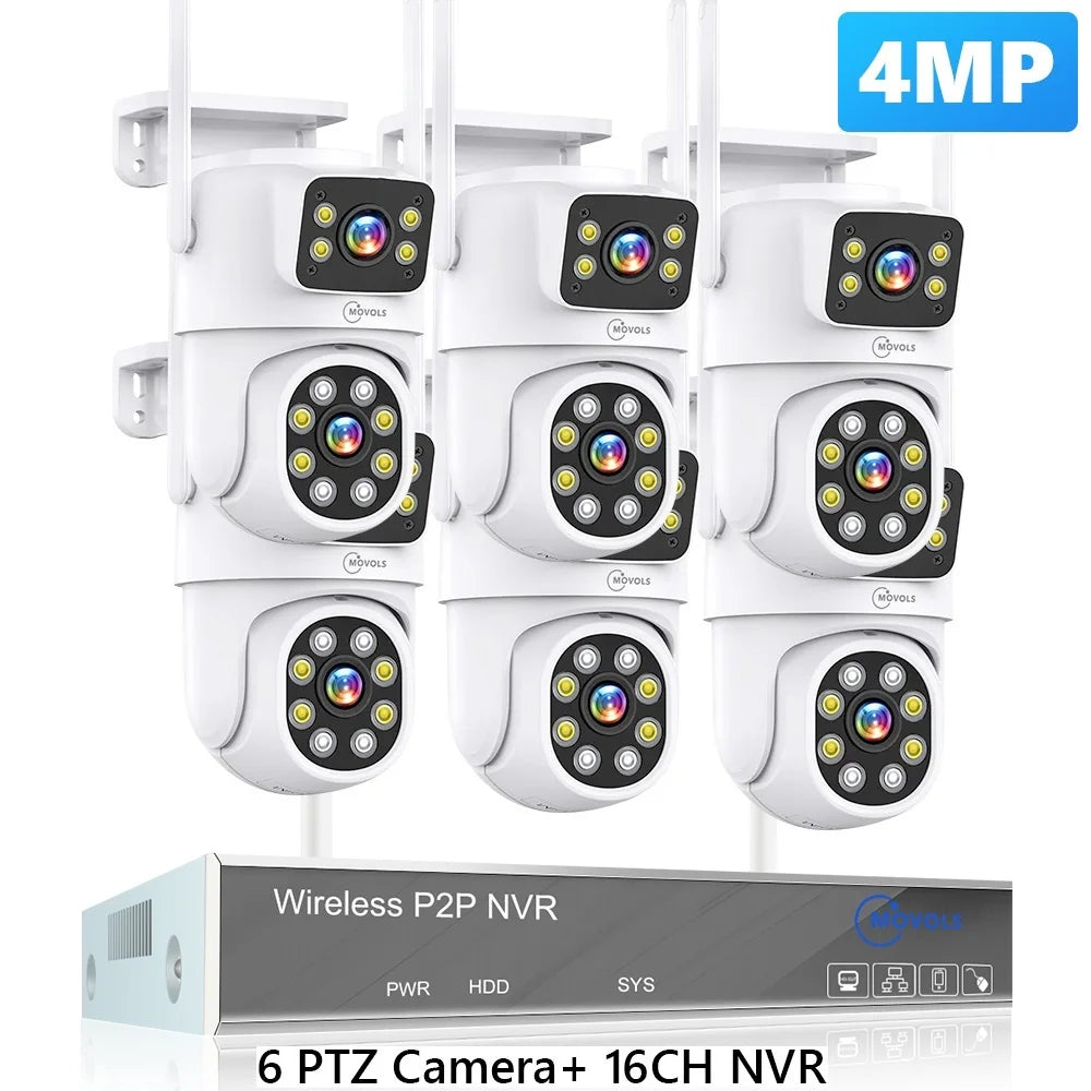 Wireless CCTV System PTZ Security Camera Kit with Two-Way Audio
