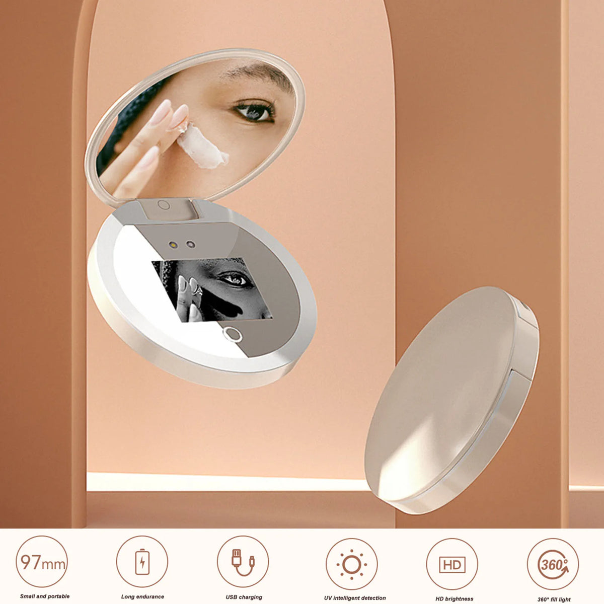 Illuminated UV Camera Makeup Mirror
