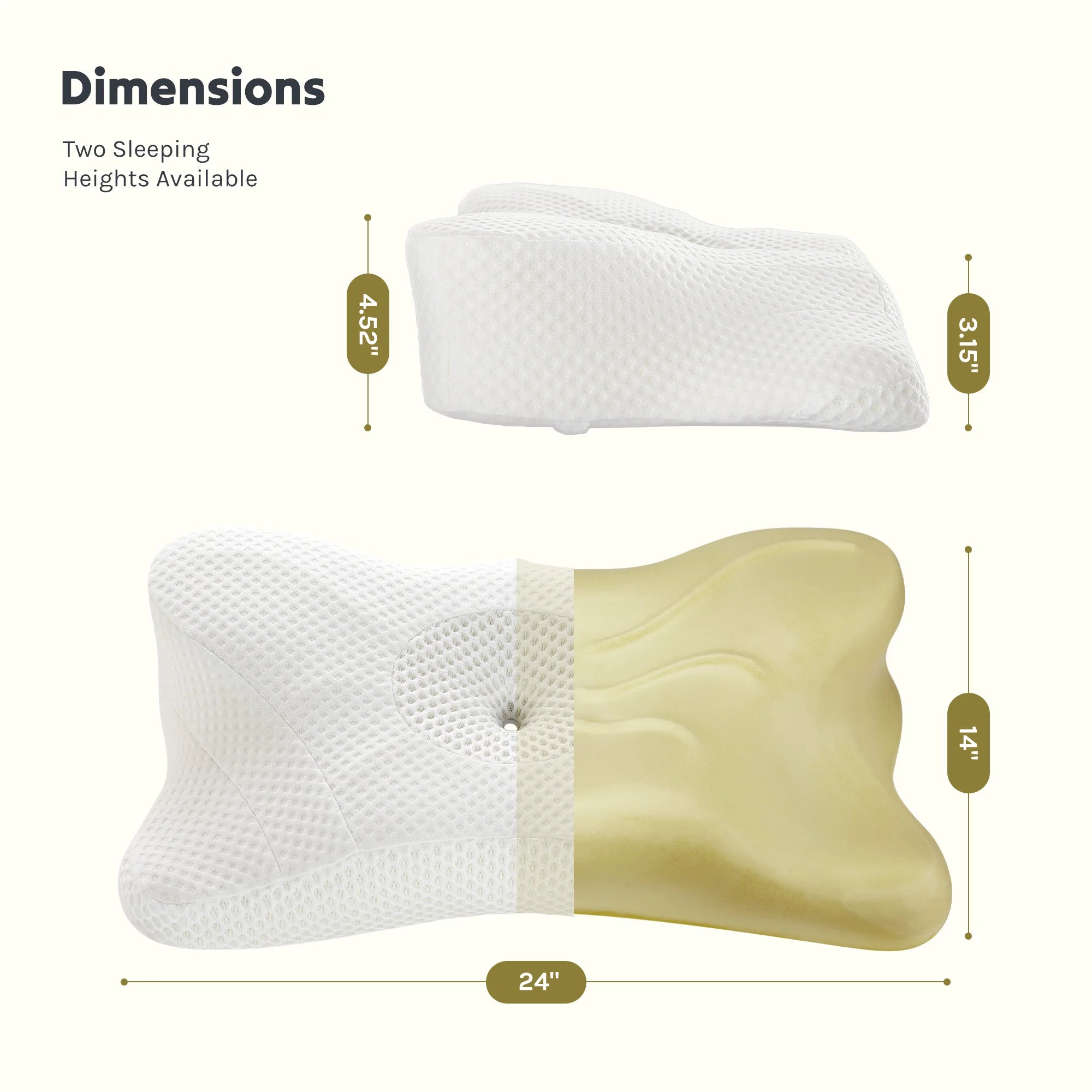 JHK Ergonomic Queen Size Cervical Contour Pillows For Neck 1 Pack Pain Relief Memory Foam Bed Pillow with Cooling Pillowcase