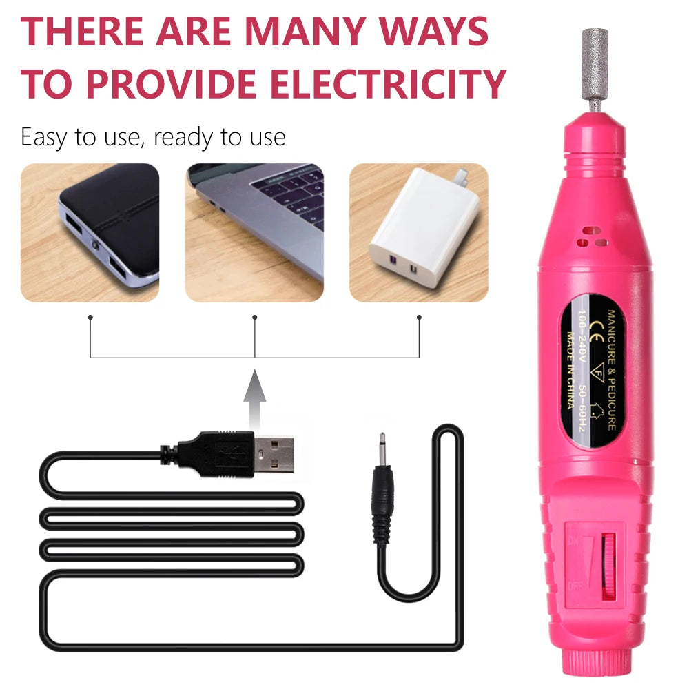 YIKOOLIN 6 In 1 Electric Nail Drills Kit Remove Polisher Manicure Portable Nail File Nail Drill Equipment Pen Tools Machine