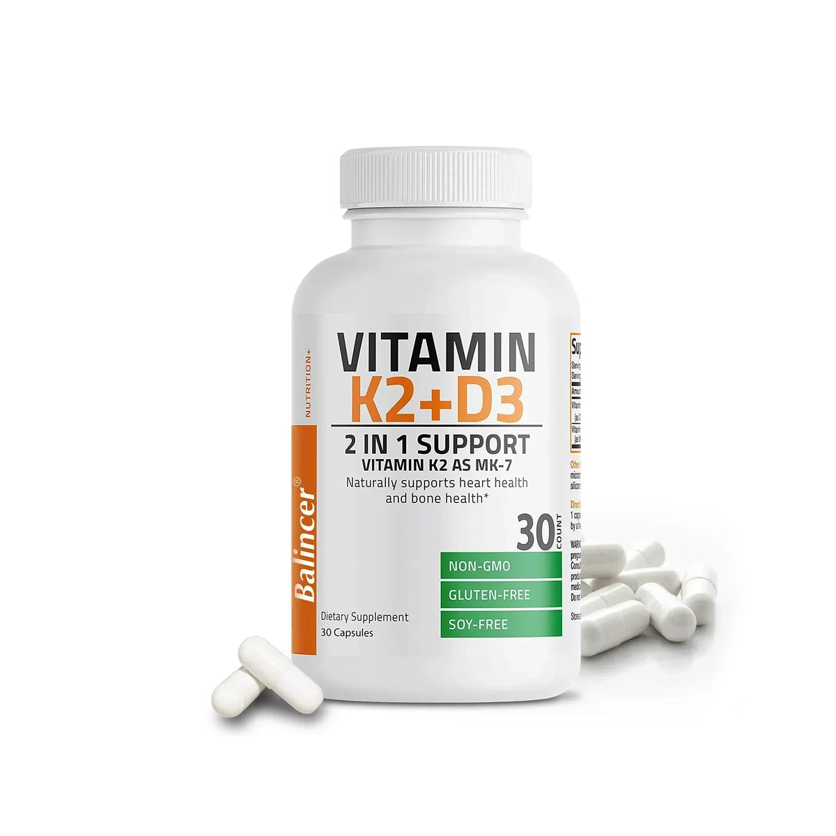 Cápsulas de suplemento de vitamina D3 e K2