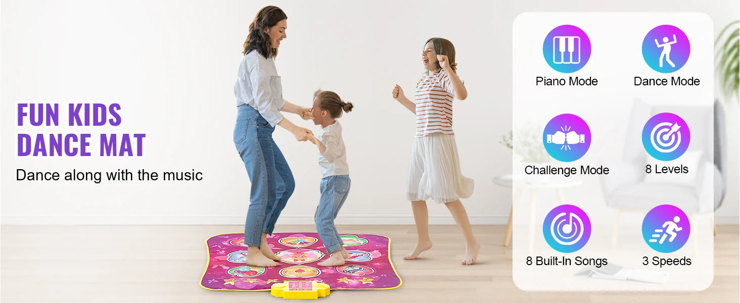 Kids Electronic Dance Mat with 9 Buttons, 3 Modes & 8 Levels