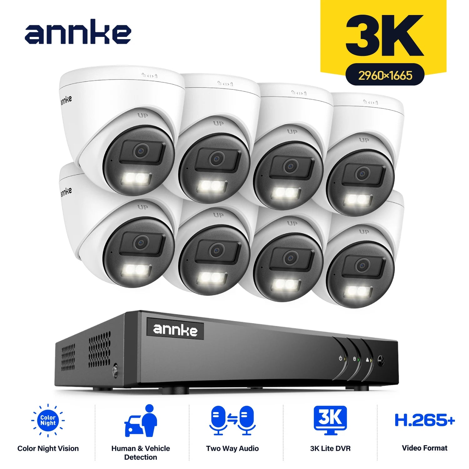 ANNKE 8CH 3K Wired CCTV Security Camera System with Night Vision
