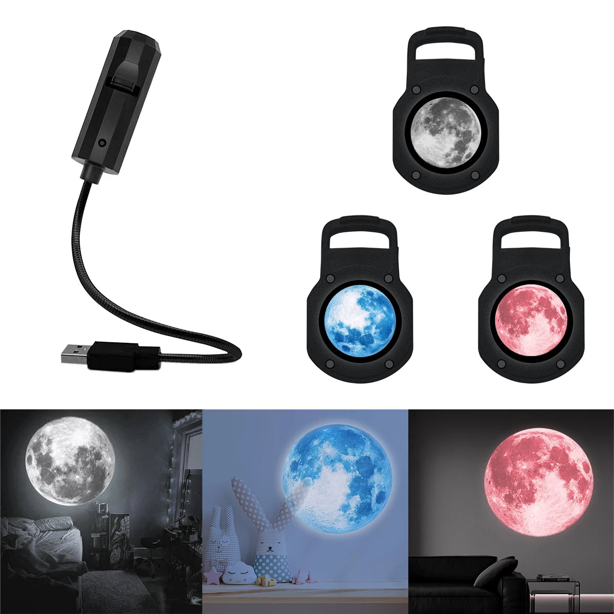 USB-projectielamp met maan en sterrenhemel