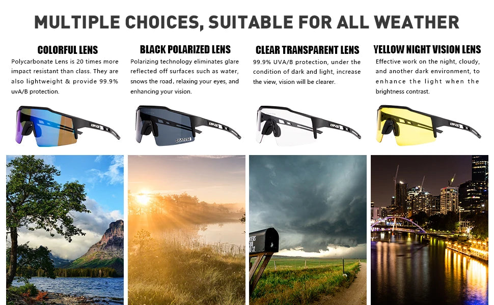 Kapvoe Bicycle Cycling Sunglasses Polarized Cycling Glasses Bike MTB UV400 Mountain Men/Women Eyewear Outdoor Sport Goggles