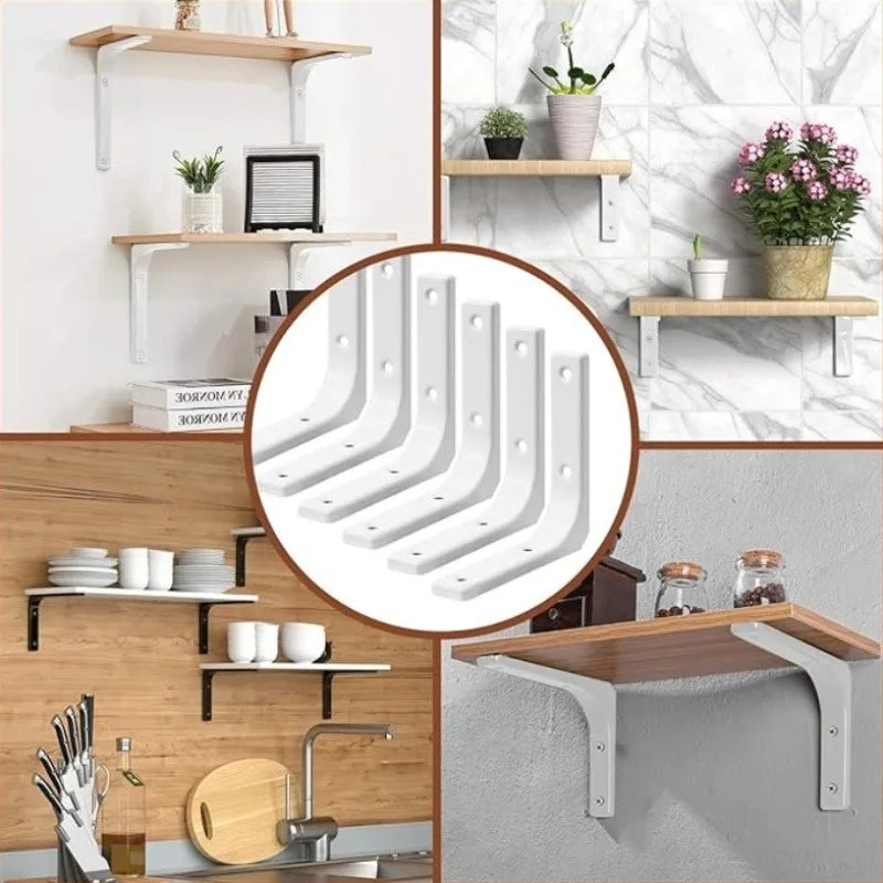 White L-Shaped Shelf Brackets, 12.5 × 15 cm, Pair