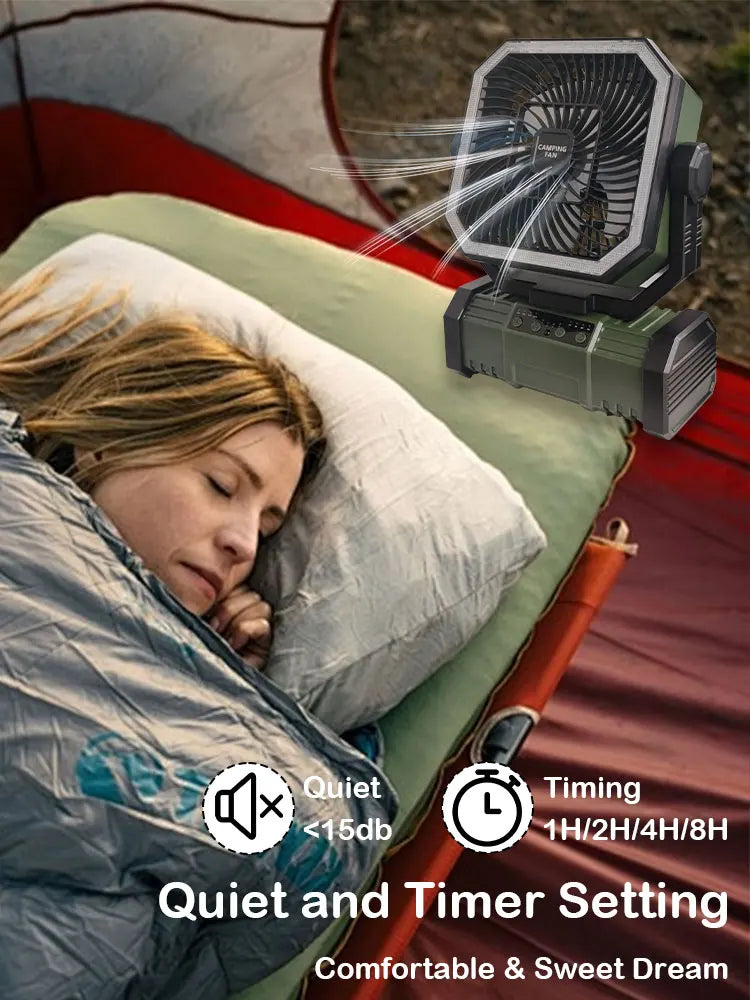 20000 mAh velká kapacita baterie LED světlo kempování ventilátor odnímatelný bezdrátový vzduchový cirkulátor venkovní ventilátor s háčkem