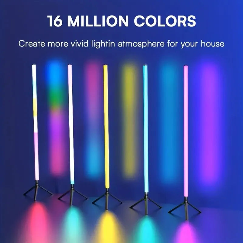Rohová stojacia lampa RGB so svetelnými efektmi synchronizovanými s hudbou