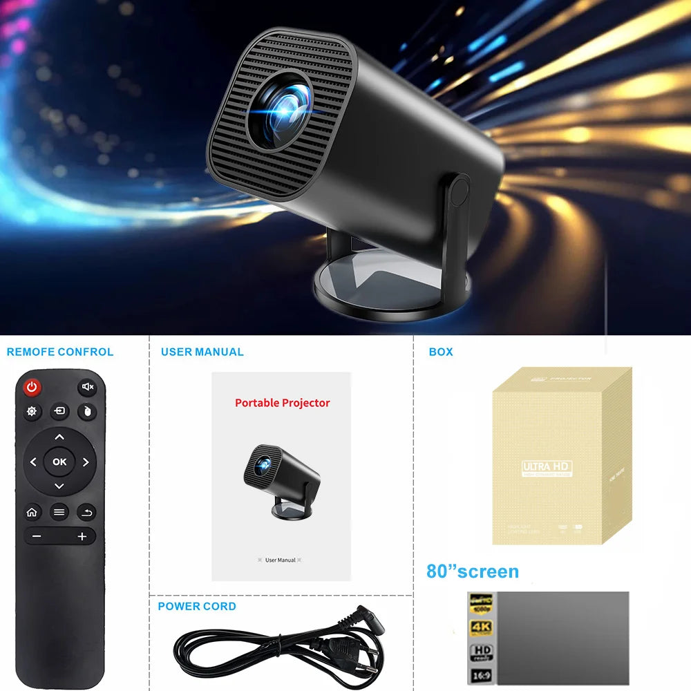 Mini proiettore intelligente 4K con Android 12 e design rotante