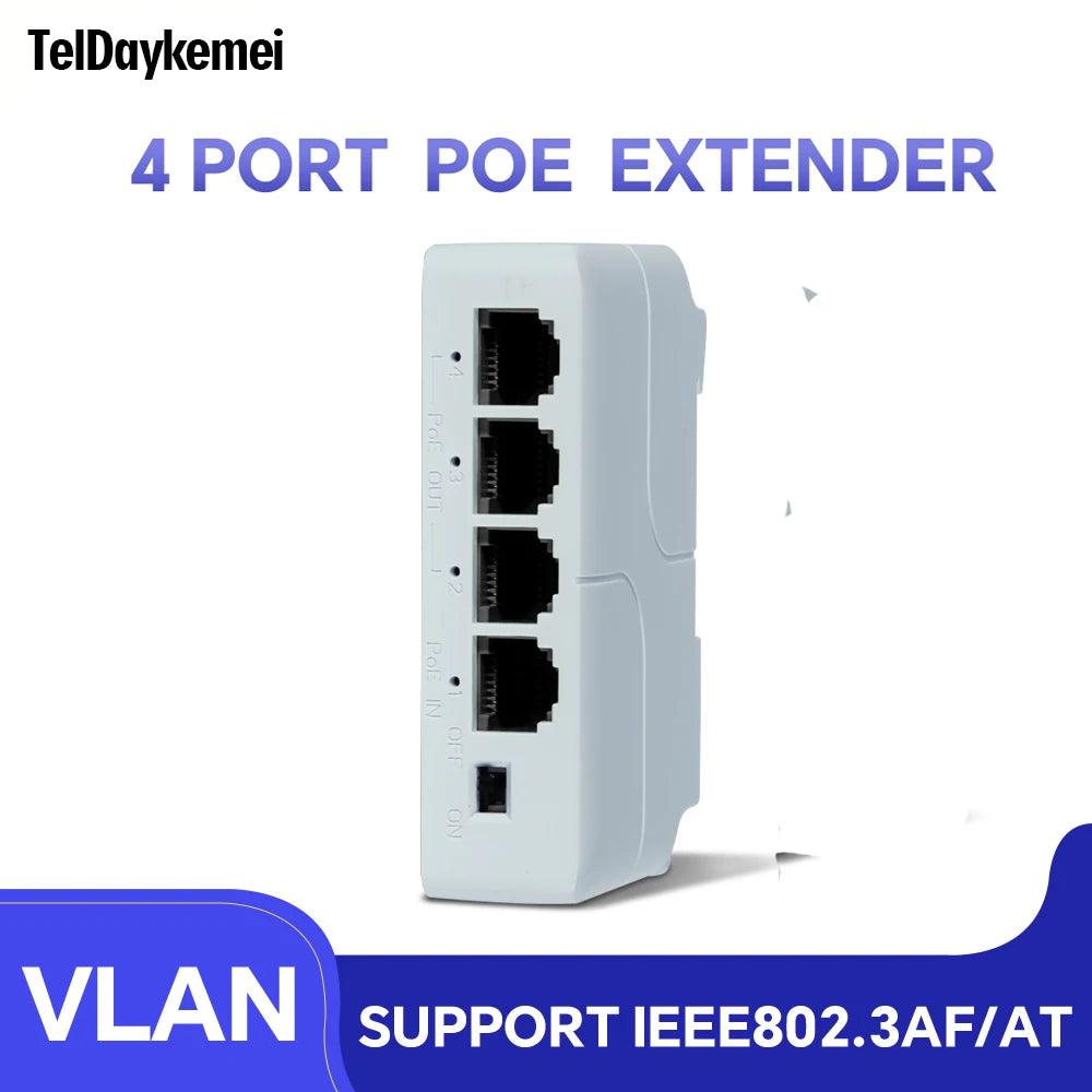 Przedłużacz Ethernet PoE - 1 wejście i 3 wyjścia