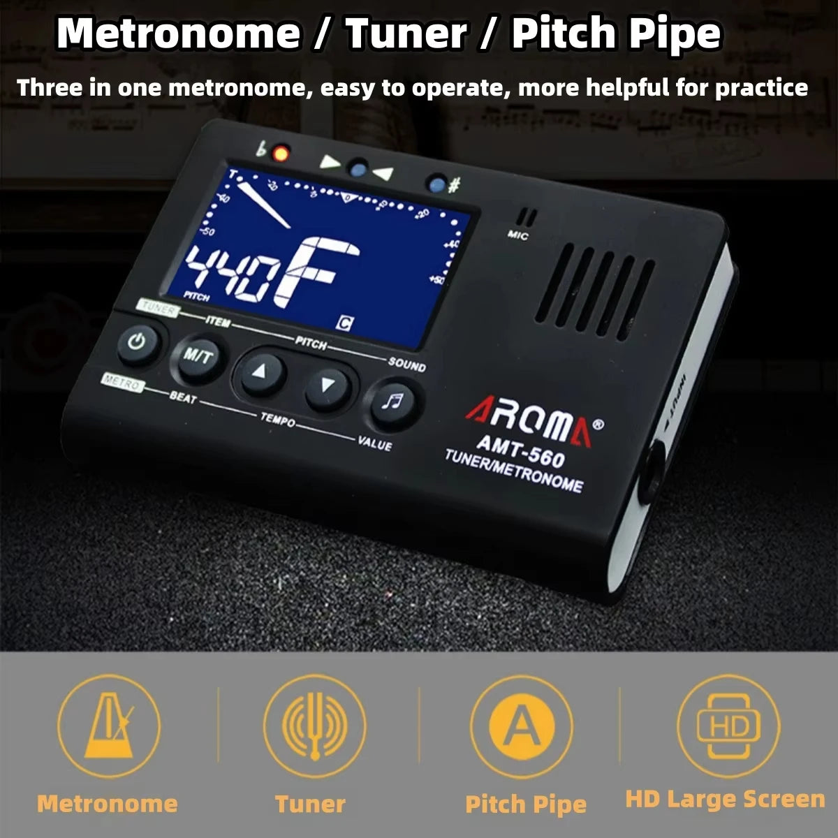 AMT-560 Stimmgerät und Metronom mit Tonabnehmerkabel