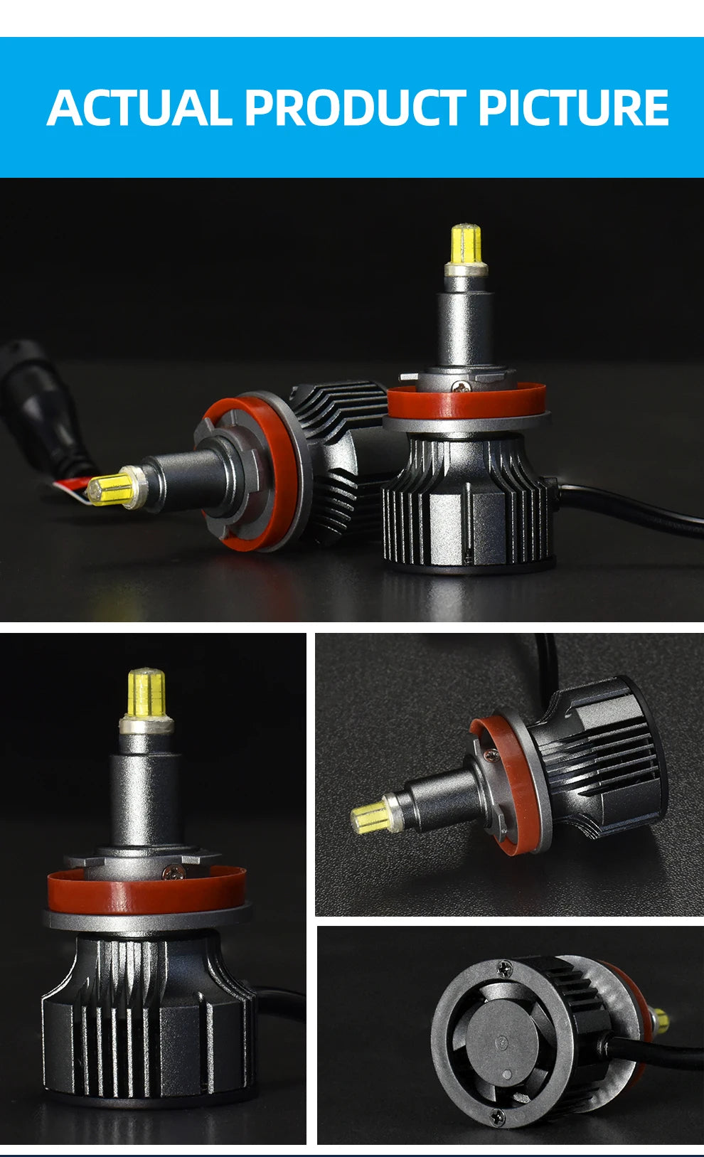 Copper Pillar 6 Sides 360 LED Headlight Bulbs H1 H7 H8 H11 9005 HB3 9006 HB4 9012 HIR2 6000K Super White For Car Headlight Light