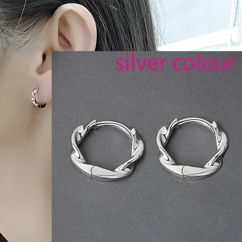 925 Sterling Silver CZ Star Moon Asymmetric Hoop Earrings