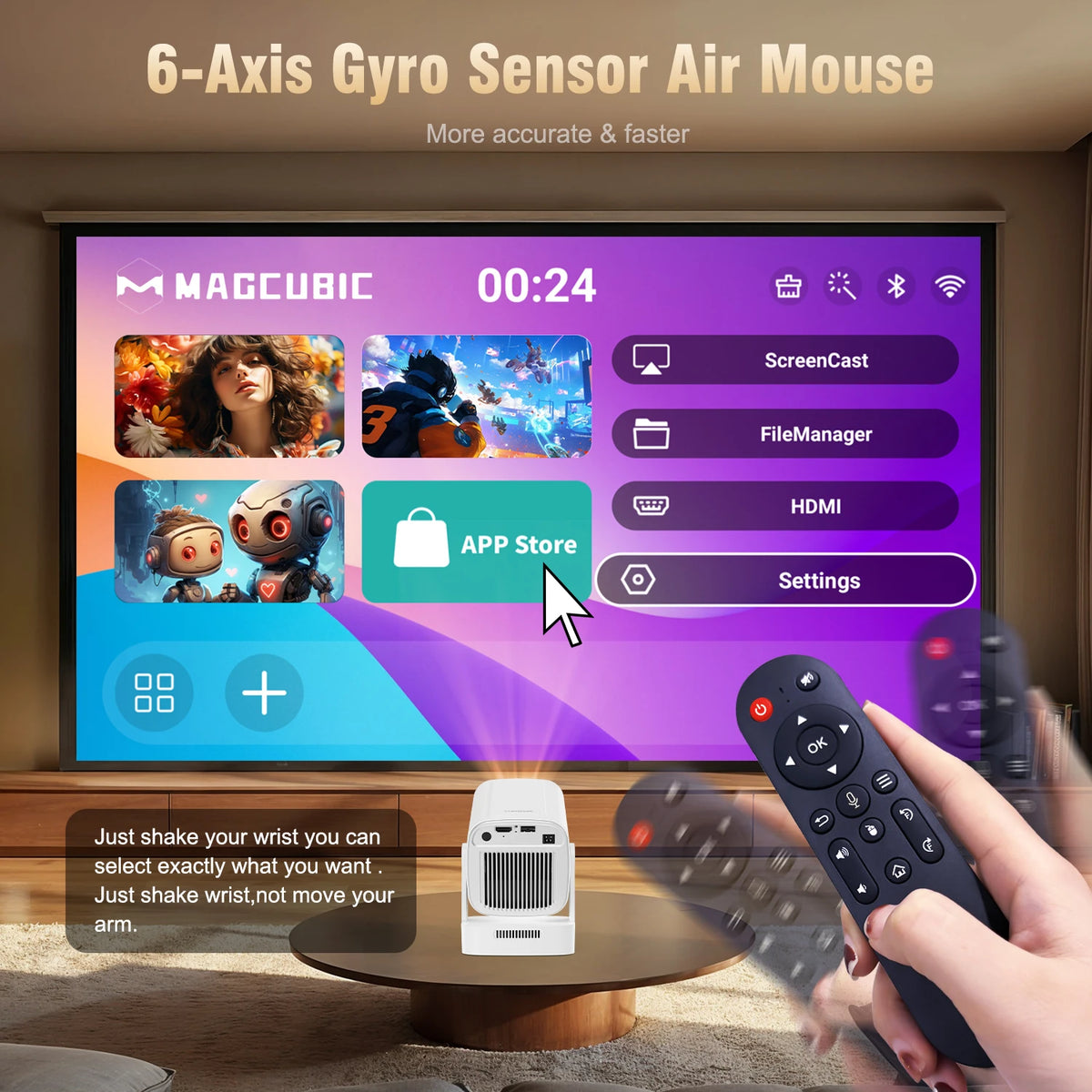 Magcubic Android 11 330ANSI HY310 проектор 4K Native 1080P Auto Focus Native Dual Wifi BT5.4 Air Mouse Voice Home Outdoor филм
