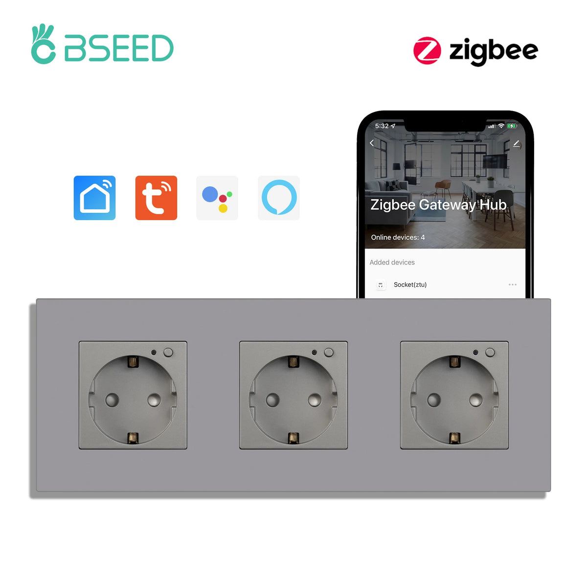 Enchufe inteligente Zigbee de pared – simple, doble o triple